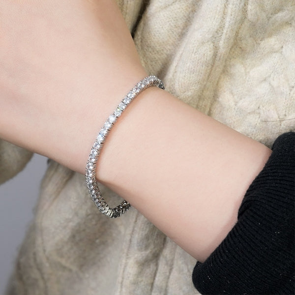 Classic 925 Sterling Silver Moissanite Tennis Bracelet (3mm) 6 Inch