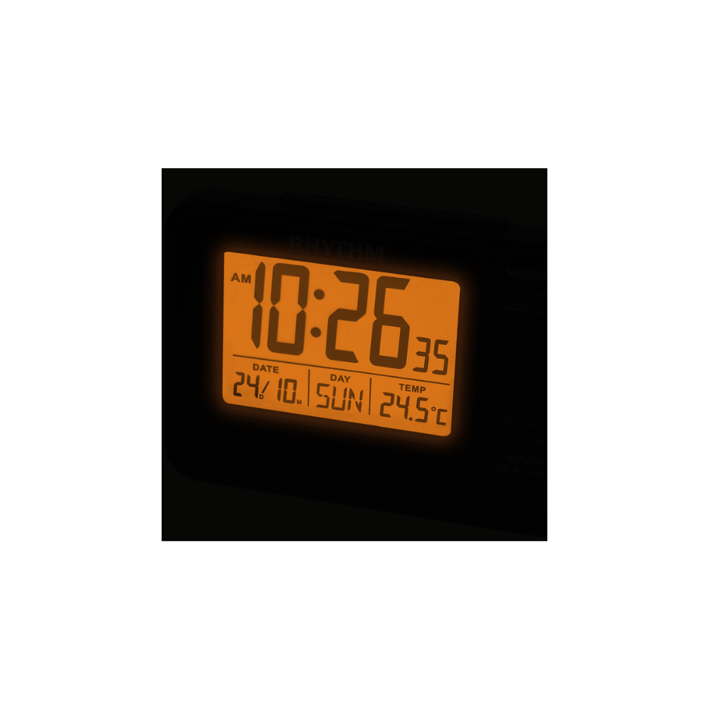 Rhythm LCT104NR02 Black Digital Alarm Clock