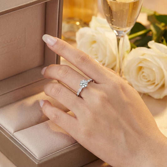Sterling Silver Solitaire Ring with 1.0 CT Moissanite