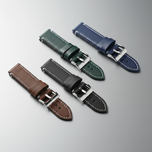 Classic Genuine Leather Watch Strap with White Stitching – JHA046