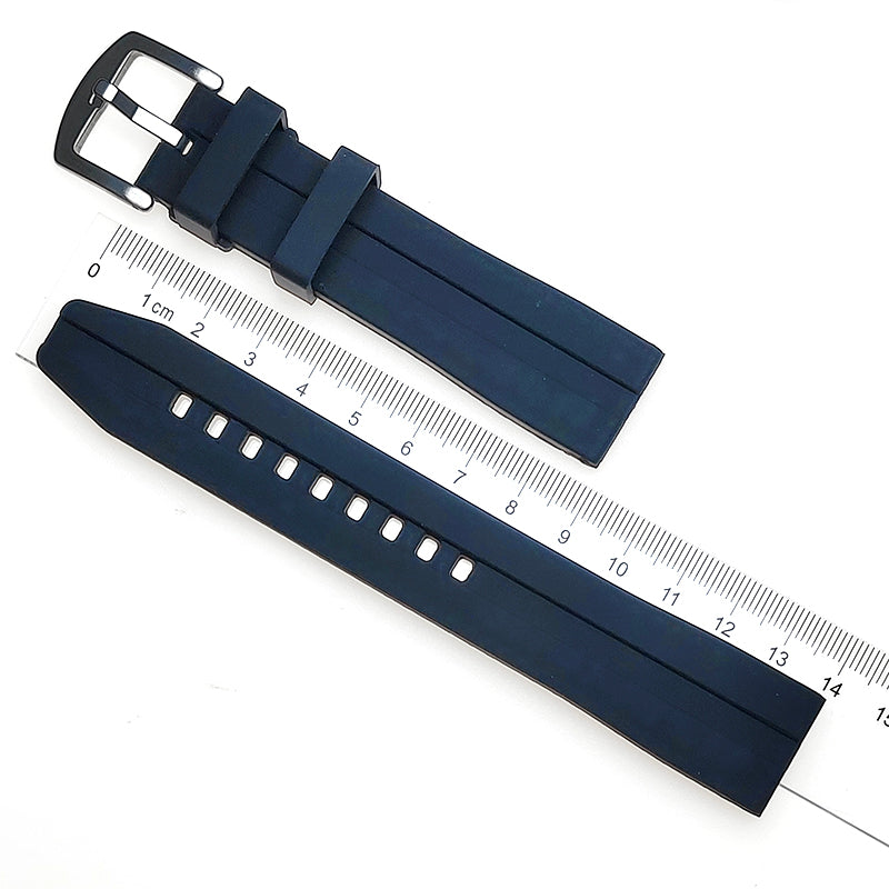 Black Silicone Watch Strap Extra Long