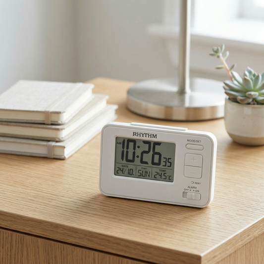 Rhythm LCT104NR03 White Digital Alarm Clock