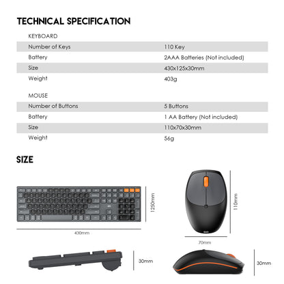 Fantech WK895 GO POP Grey Wireless Office Combo