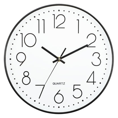 emiTime 30cm Black-White Plastic Battery Powered Silent Analogue Wall Clock
