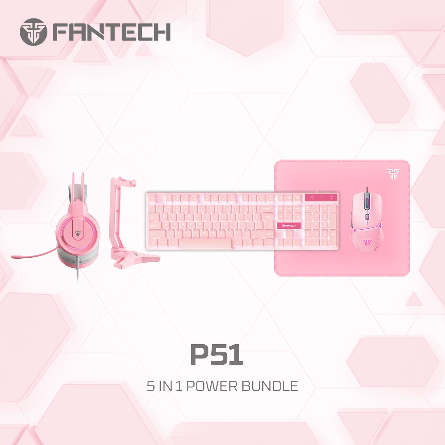 Fantech P51 5-In-1 Pink Combo