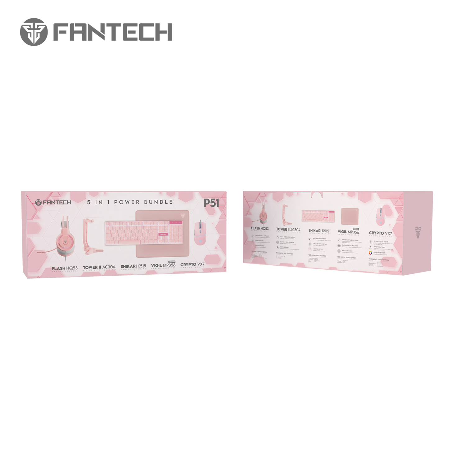 Fantech P51 5-In-1 Pink Combo