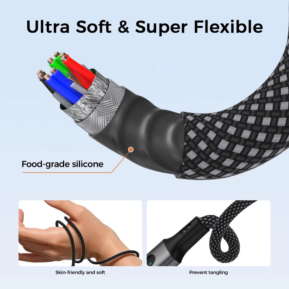 240W Digital Display USB-C to USB-C Braided Fast Charging Cable (1.2m)