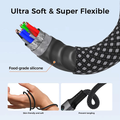 240W Digital Display USB-C to USB-C Braided Fast Charging Cable (1.2m)