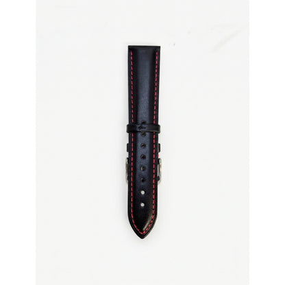Black Leather Watch Strap With Red Stitch