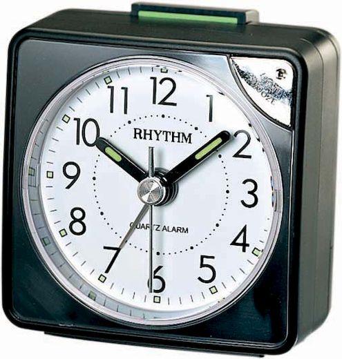 Rhythm Black Plastic Battery Powered Analogue Alarm Clock