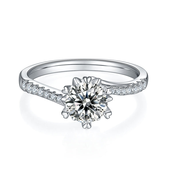 Classic 1ct Moissanite Solitaire with Sterling Silver Pavé Band
