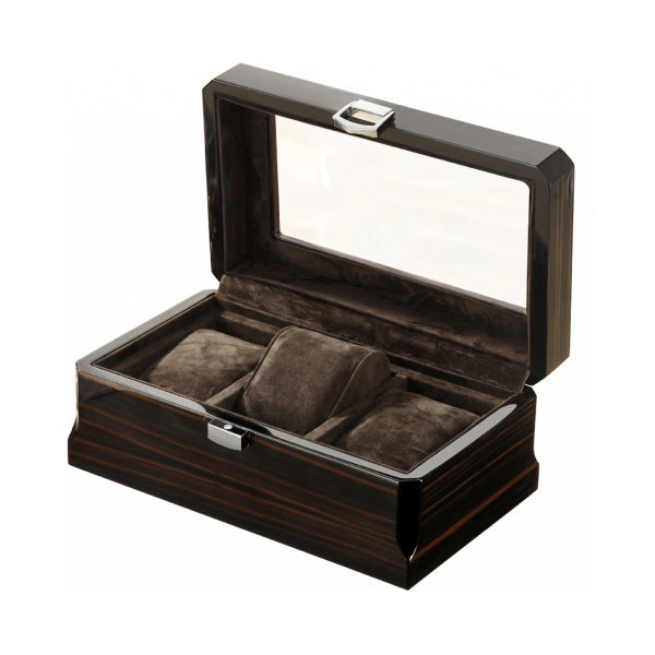 Cole Ebony Wood Grain Watch Box - 3 Set