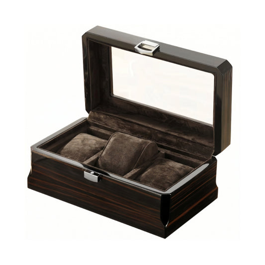 Cole Ebony Wood Grain Watch Box - 3 Set