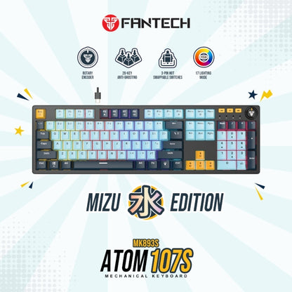 Fantech ATOM107S MK893S Mechanical Gaming Keyboard - Mizu Edition Sky Blue (Red Switch)