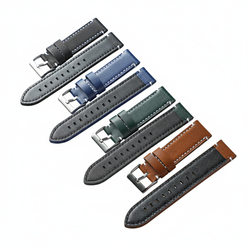 Classic Genuine Leather Watch Strap with White Stitching – JHA046