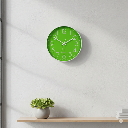 emiTime 30cm Green White Plastic Battery Powered Analogue Wall Clock