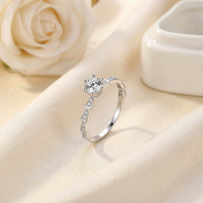 Sterling Silver Solitaire Ring with 1.0 CT Moissanite
