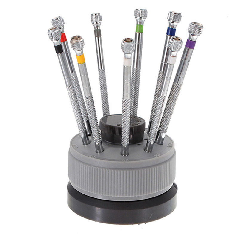 9 Piece Screw Driver Set with Rotating Base