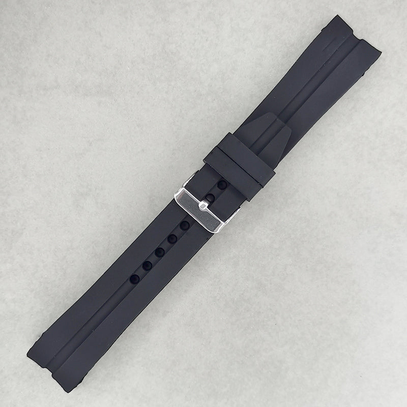 Curved-End Silicone Strap with Stainless Steel Buckle