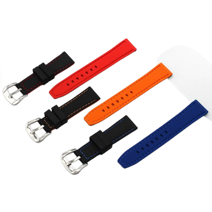 Black Silicone Watch Strap with Contrast Stitching & Underside – JHA045