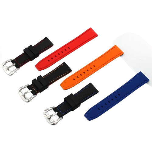 Black Silicone Watch Strap with Contrast Stitching & Underside – JHA045