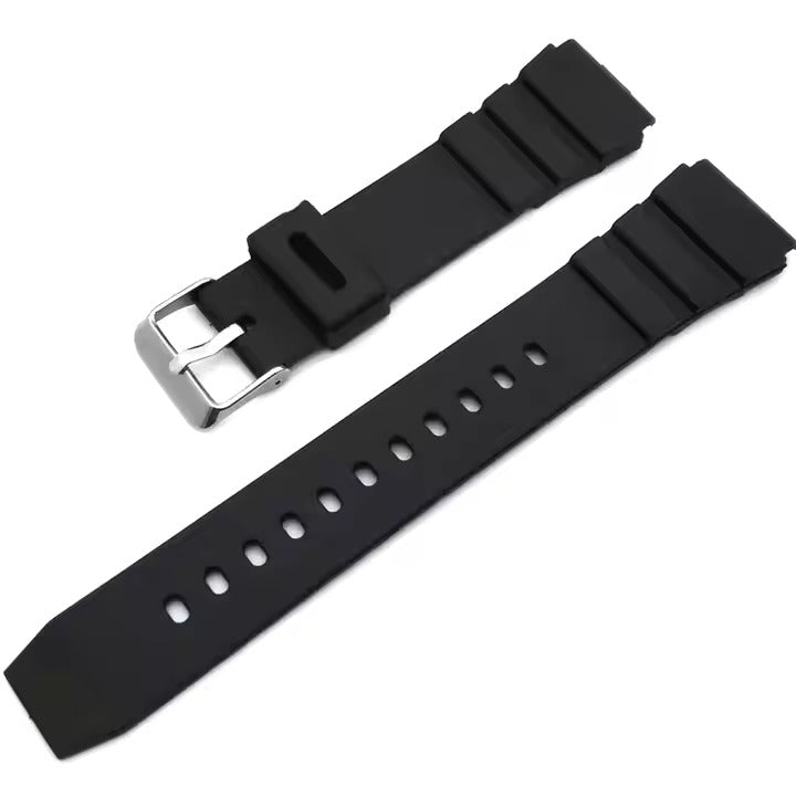 Black Silicone Sporty Watch Strap