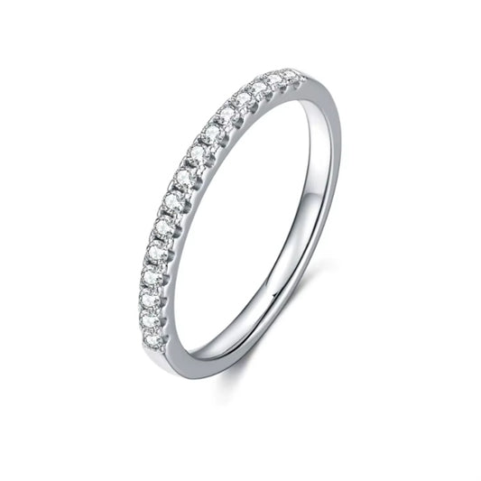 Moissanite Half-Eternity Band in Genuine 925 Sterling Silver