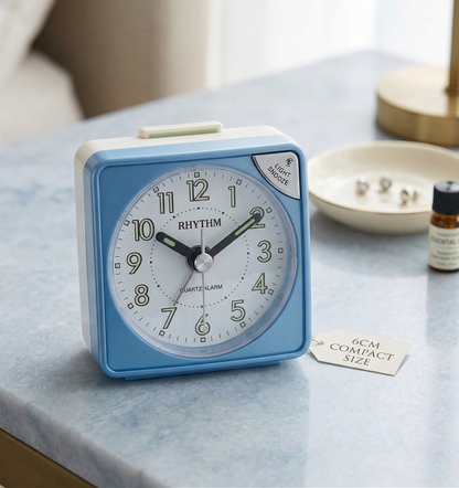 Rhythm CRE211NR04 Pearl Blue Travel Alarm Clock