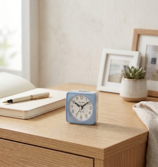 Rhythm CRE211NR04 Pearl Blue Travel Alarm Clock