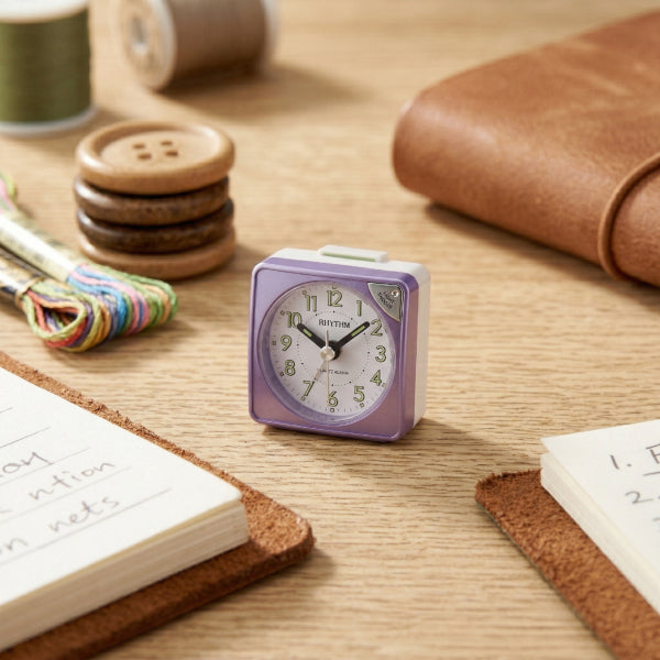 Rhythm CRE211NR12 Pearl Purple Travel Alarm Clock