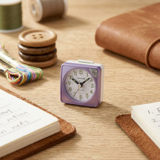 Rhythm CRE211NR12 Pearl Purple Travel Alarm Clock