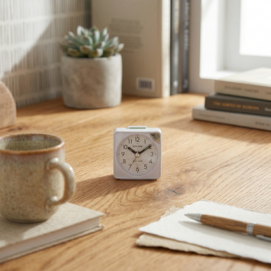 Rhythm CRE211NR03 White Travel Alarm Clock