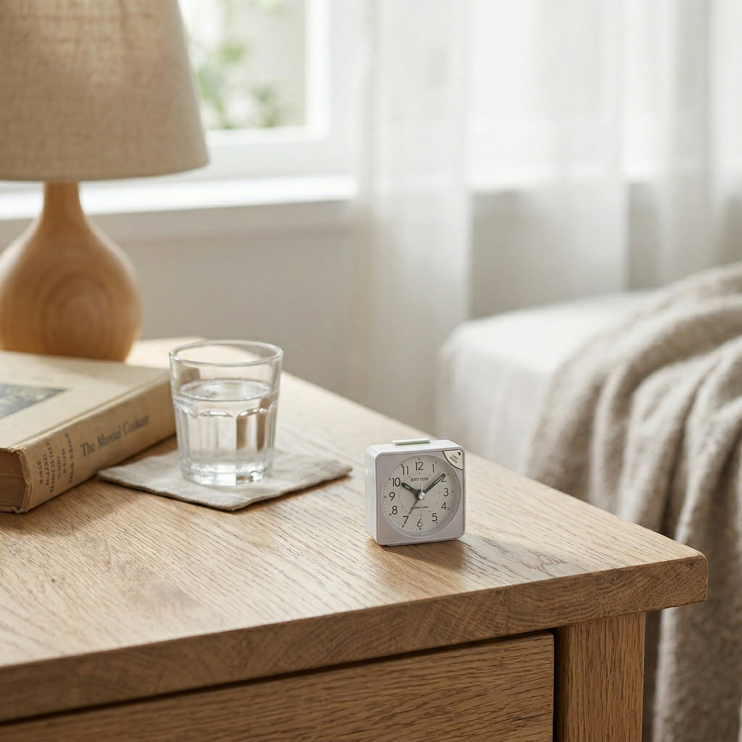 Rhythm CRE211NR03 White Travel Alarm Clock