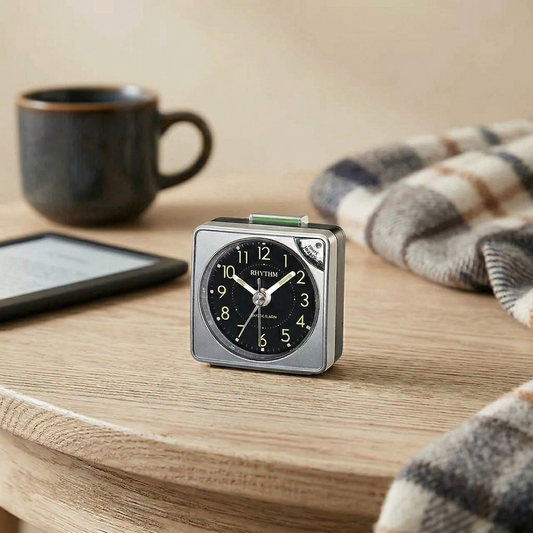 Rhythm CRE211NR66 Silver Travel Alarm Clock