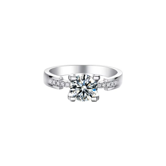 Solitaire: 0.5ct Brilliant Cut Moissanite Ring in Solid 925 Sterling Silver
