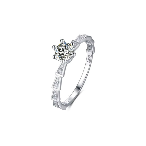 Sterling Silver Solitaire Ring with 1.0 CT Moissanite