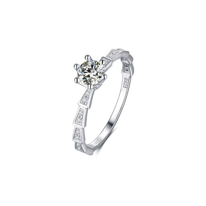 Sterling Silver Solitaire Ring with 1.0 CT Moissanite