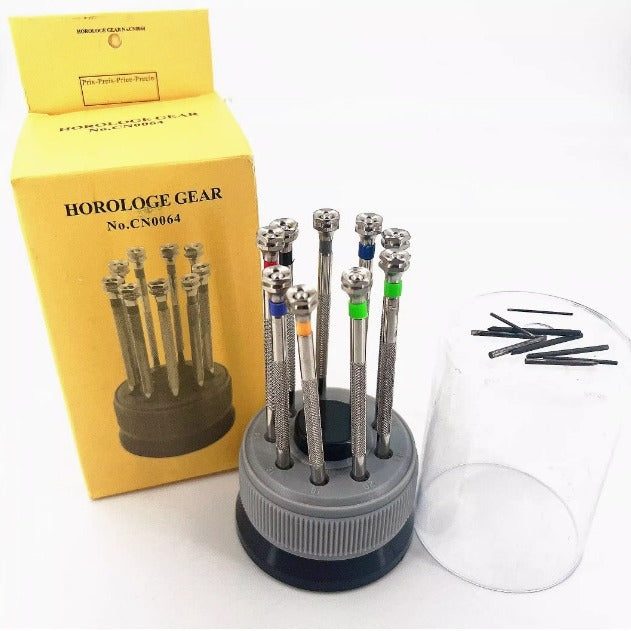 9 Piece Screw Driver Set with Rotating Base