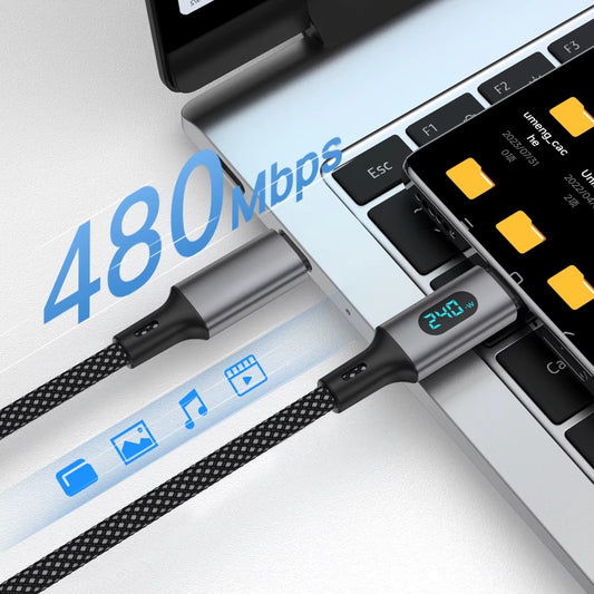 240W Digital Display USB-C to USB-C Braided Fast Charging Cable (1.2m)
