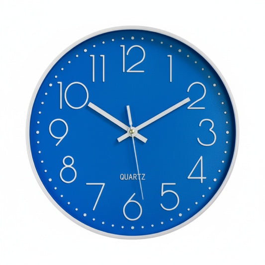 emiTime 30cm Blue White Plastic Analogue Wall Clock