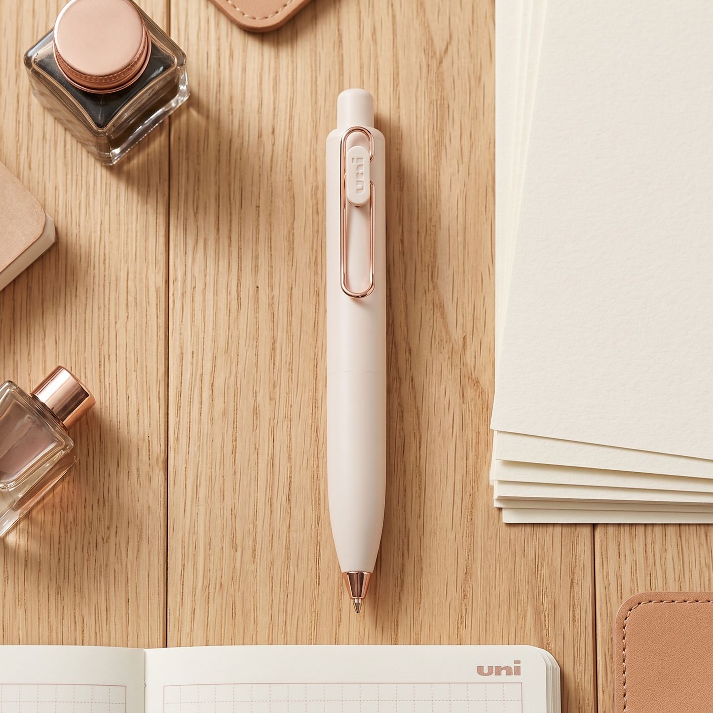 uni-ball one P 0.5mm Rose Gold Clip - Yoghurt
